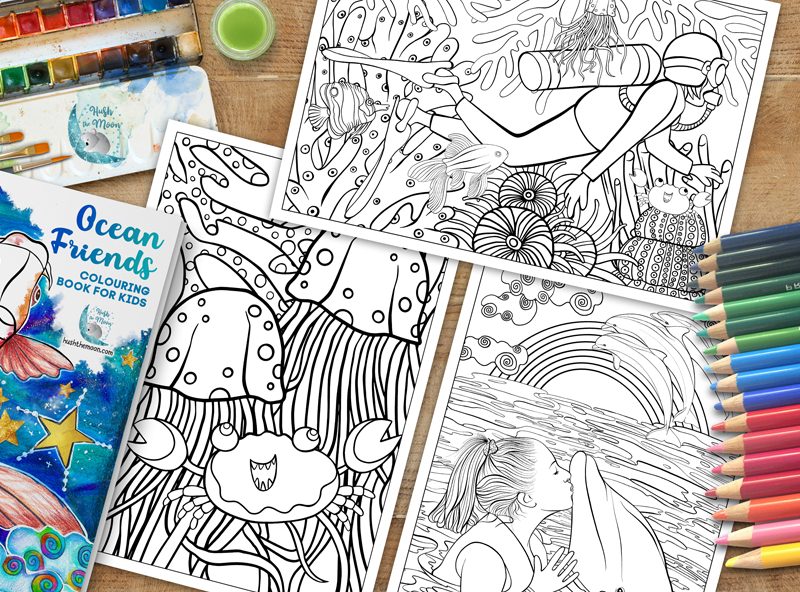 ocean colouring pages for kids, colouring book for kids, ocean colouring book for kids, coloring pages for kids, pdf colouring book for kids, printable colouring pages for kids, mermaid colouring book for kids, gifts for kids,