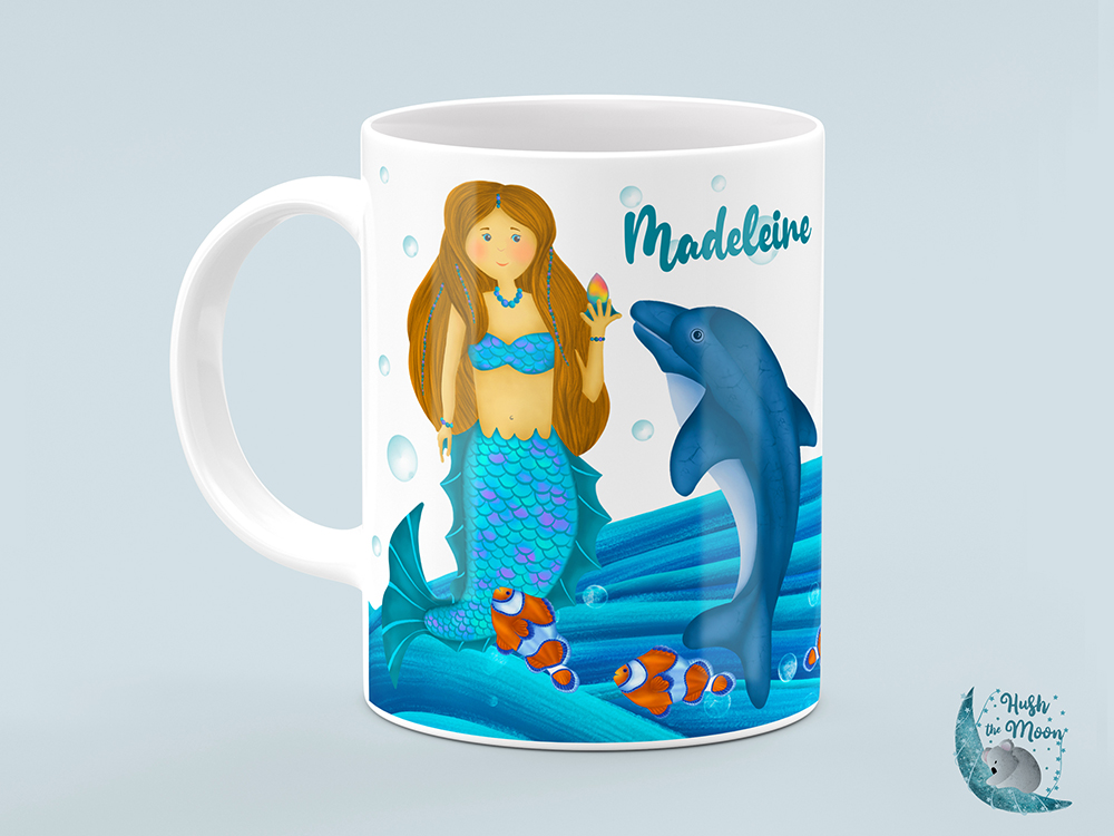 Mermaid Mug for Kids - Mermaid and Ocean Friends 11oz Ceramic Mug - Hush  the Moon