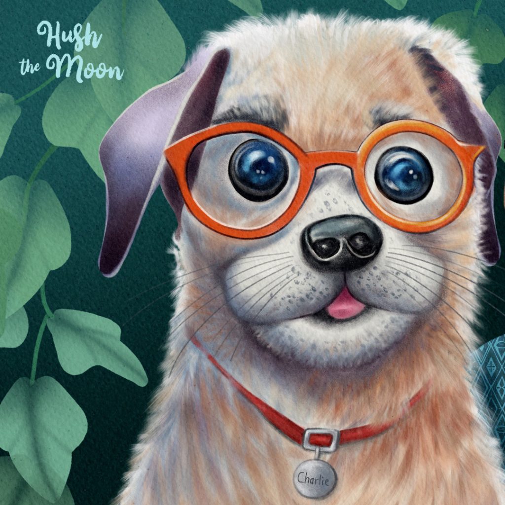 The Lovable Nerd illustration - detail 2 by Lesley Smitheringale, dog illustration, cute dog illustration, man and his best friend art, pets, pet illustrations, pet art for kids, illustrations for kids, kidlitart, picture books for kids, art licensing, lesley smitheringale, hush the moon, story book art for kids