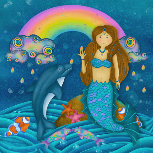 mermaid art for kids, hush the moon, lesley smitheringale