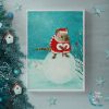 Santa Mouse in White Frame with Christmas Tree and Stars at Hush the Moon